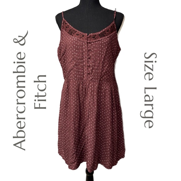 Abercrombie & Fitch Dresses & Skirts - Abercrombie & Fitch - Maroon Floral Sleeveless Dress - Lace Detail - Size Large
